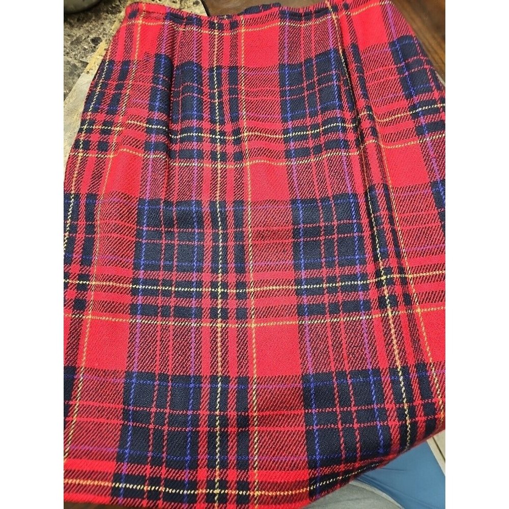 LIZ CLAIBORNE Women’s Vintage Red Plaid Knee Length Pencil Skirt Size 10 Wool